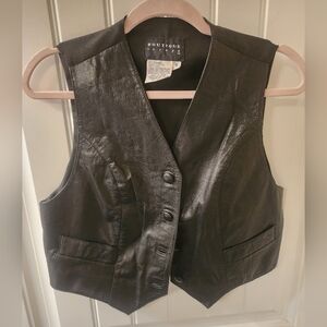 Boutique Europe Genuine Leather Black Vest Size Small Vintage 90s Minimalist